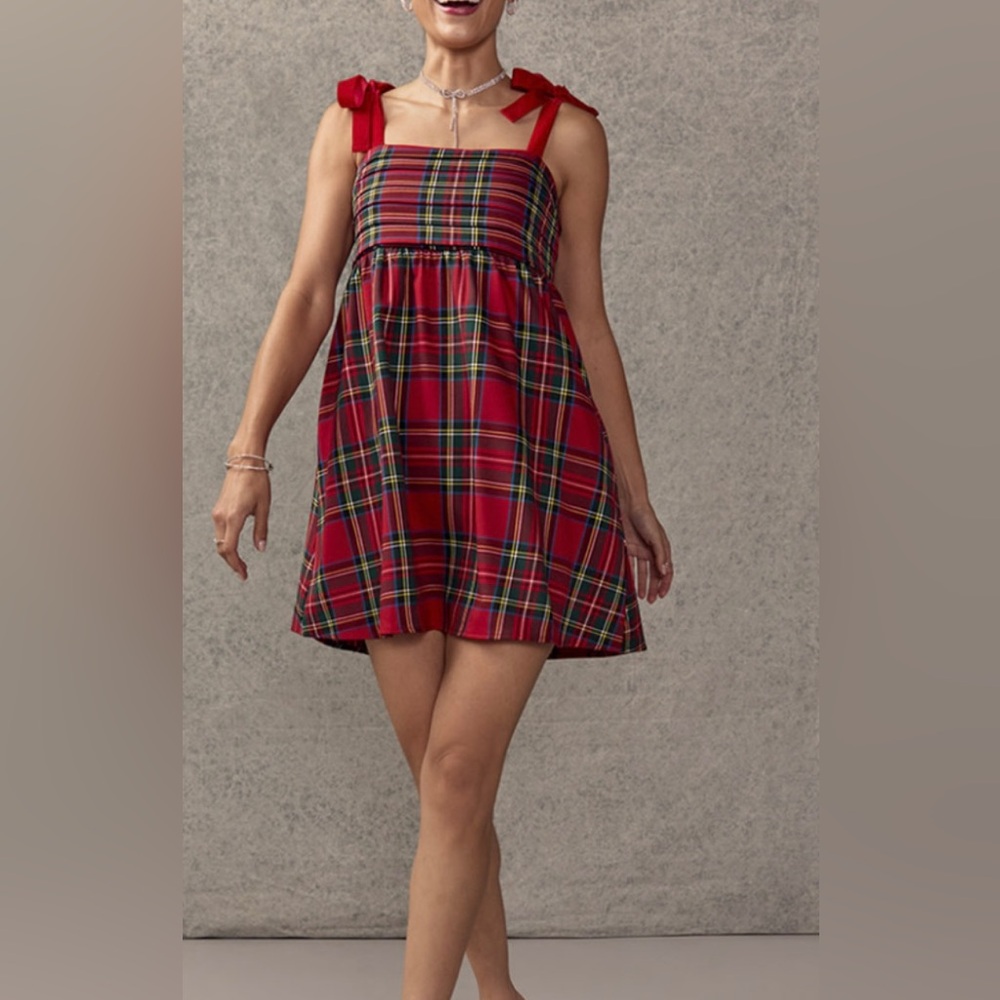 NWT FRANCESCA’S Luna Red Plaid Dress XL